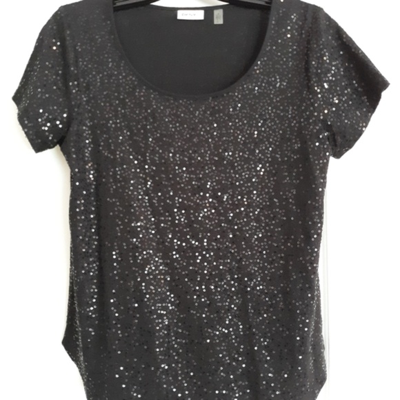 DKNYC Tops - DKNYC Glam Scoop Neck Sequin T Shirt